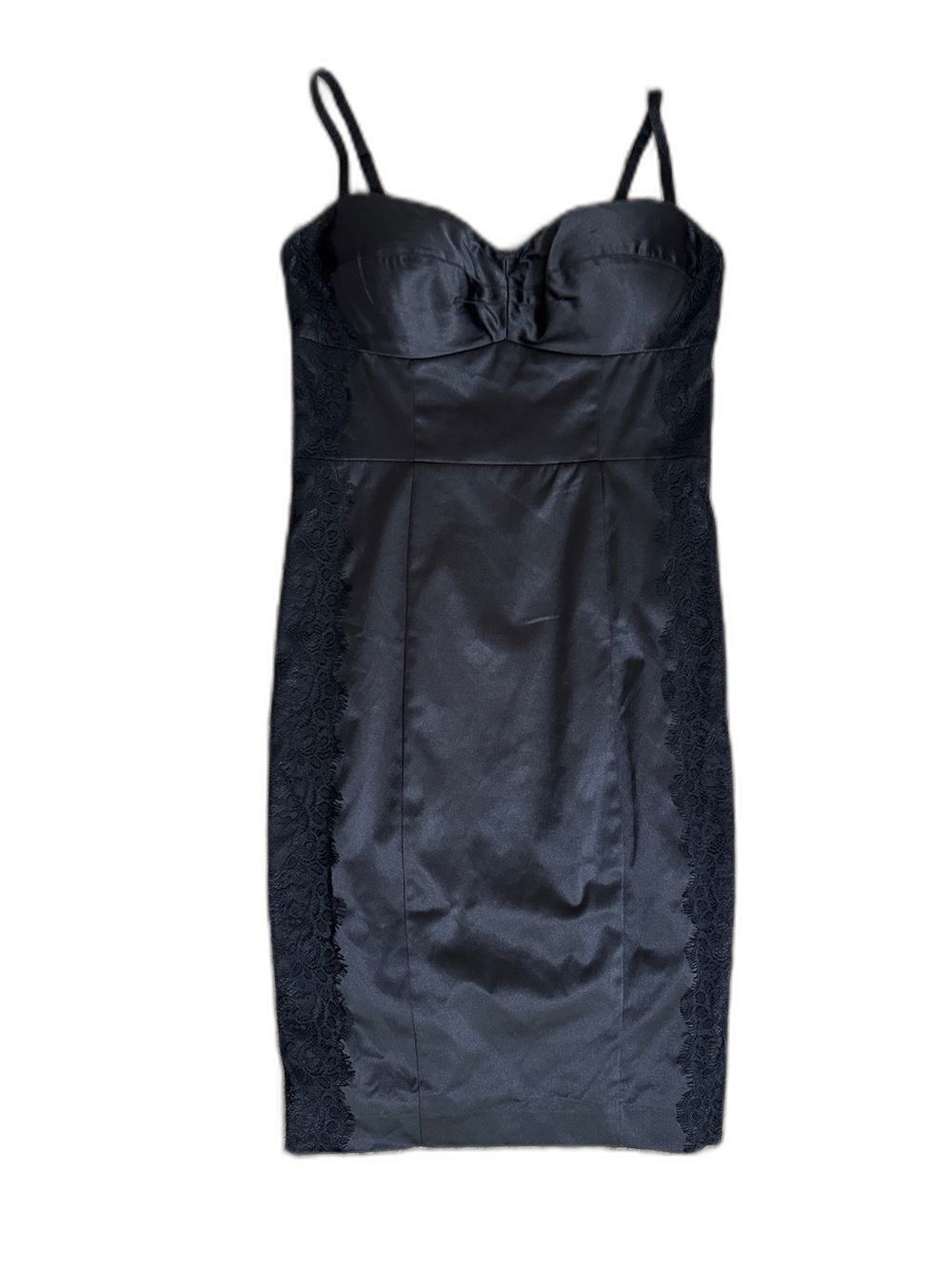 Guess Y2K Little Black Bodycon Dress Lace Side Panels size 9 Rockabilly Party